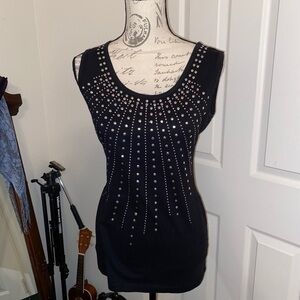 🔥NEW!!🔥, 100% cotton black tank, silver accents